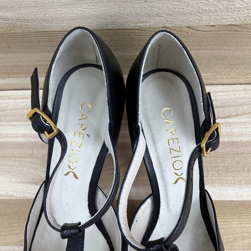 Capezio Closed Toe T-Strap Chorus Black Dance Character Shoes Women's Size 7W - Picture 6 of 13